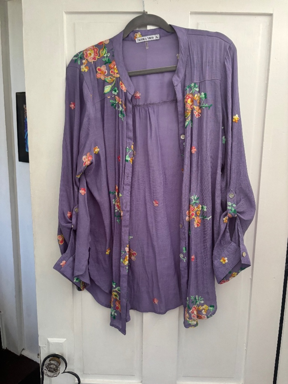 Embroidered button up blouse